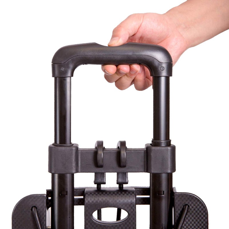 KINJOEK 25kg 55lbs Folding Hand Truck, Solid Construction Utility Cart for Luggage with 2 Oversized Wheels Bonus Bungee Cord, Collapsible, Lightweight and Compact Luggage Dolly Cart for Travel, Black - Image 4